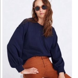 Madewell•Navy Blue Bubble sleeve sweatshirt